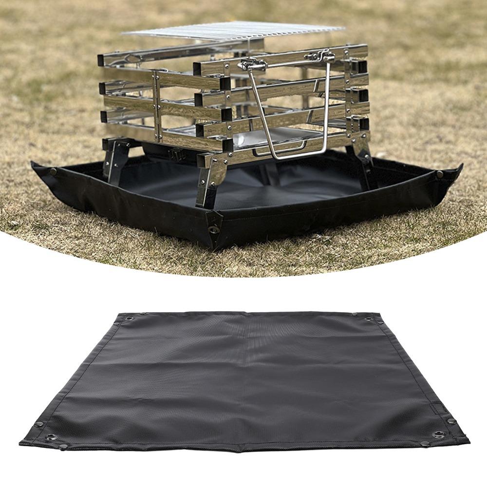 Protective Pad Under Grill Mat Black Fireproof Grill Pad Portable Grill Floor Pad Camping Stove