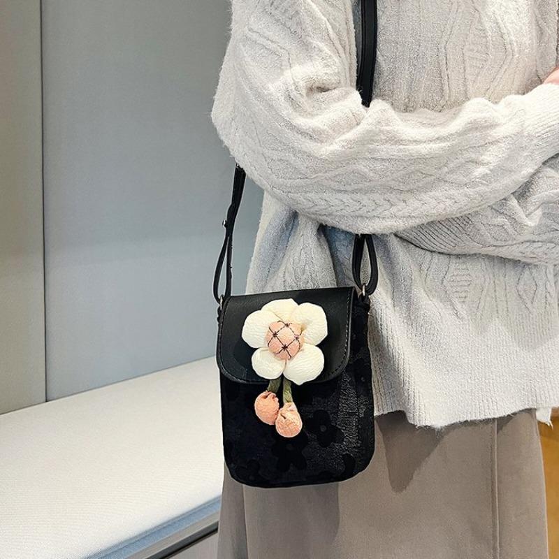 Girl Flower Small Bag Women's Summer New Trendy Casual Messenger Bag Fashion Shoulder Bag Small Square Bag