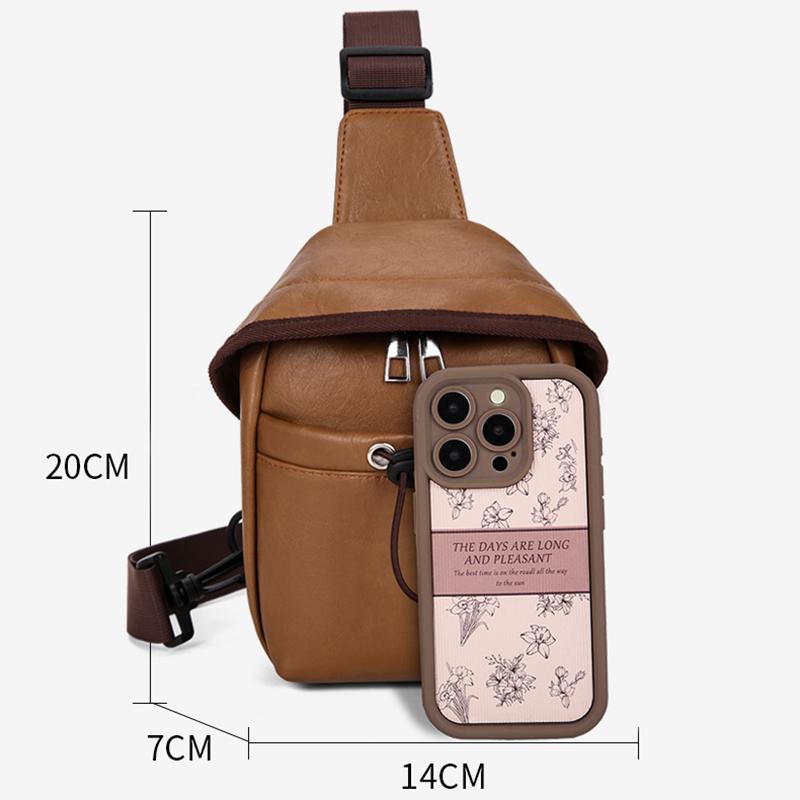 Fashion Men's Waist Packs Chest Bag Soft PU Leather Men's Shoulder Bags Stylish Men Crossbody Bag Chest Packs Unisex Sling Bags