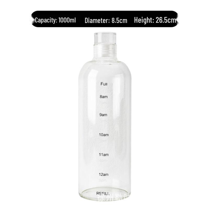 ZISIZ Graduated Glass Water Bottle