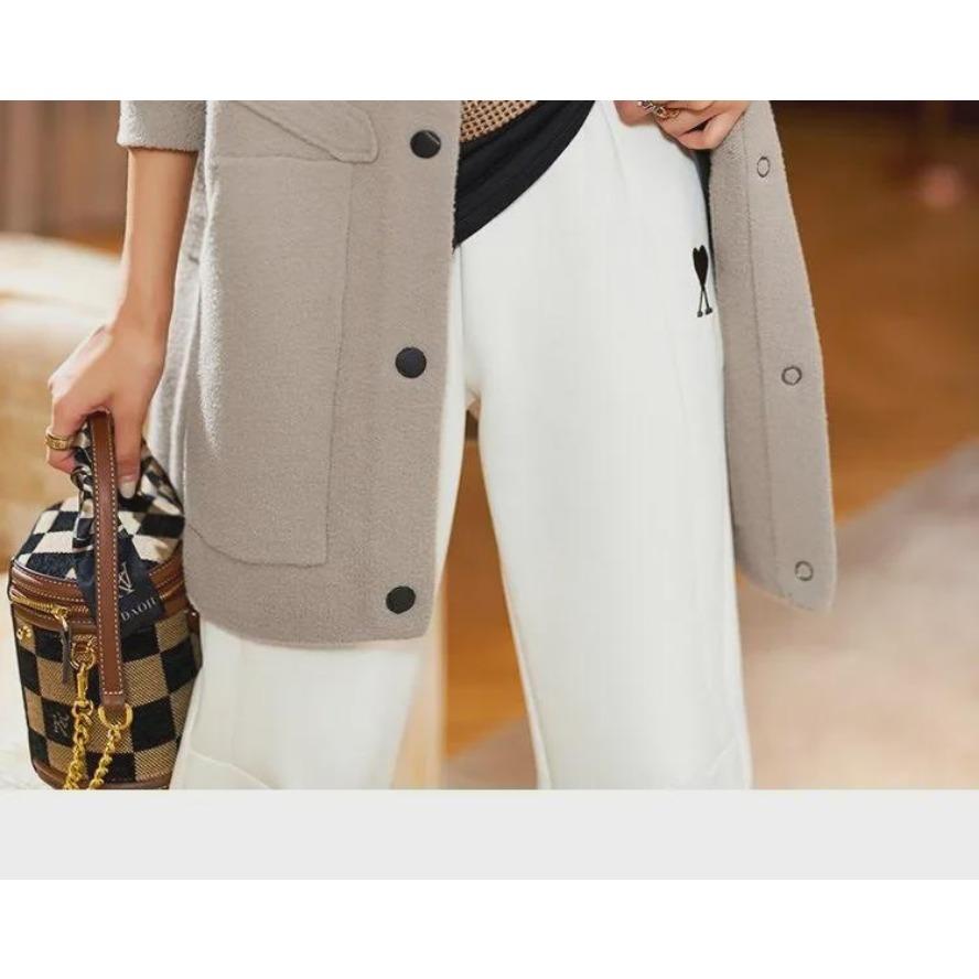 Korean-Style Women's Mid-Length Hooded Jacket - Casual, Double-Sided Woolen, Versatile for Autumn/Winter