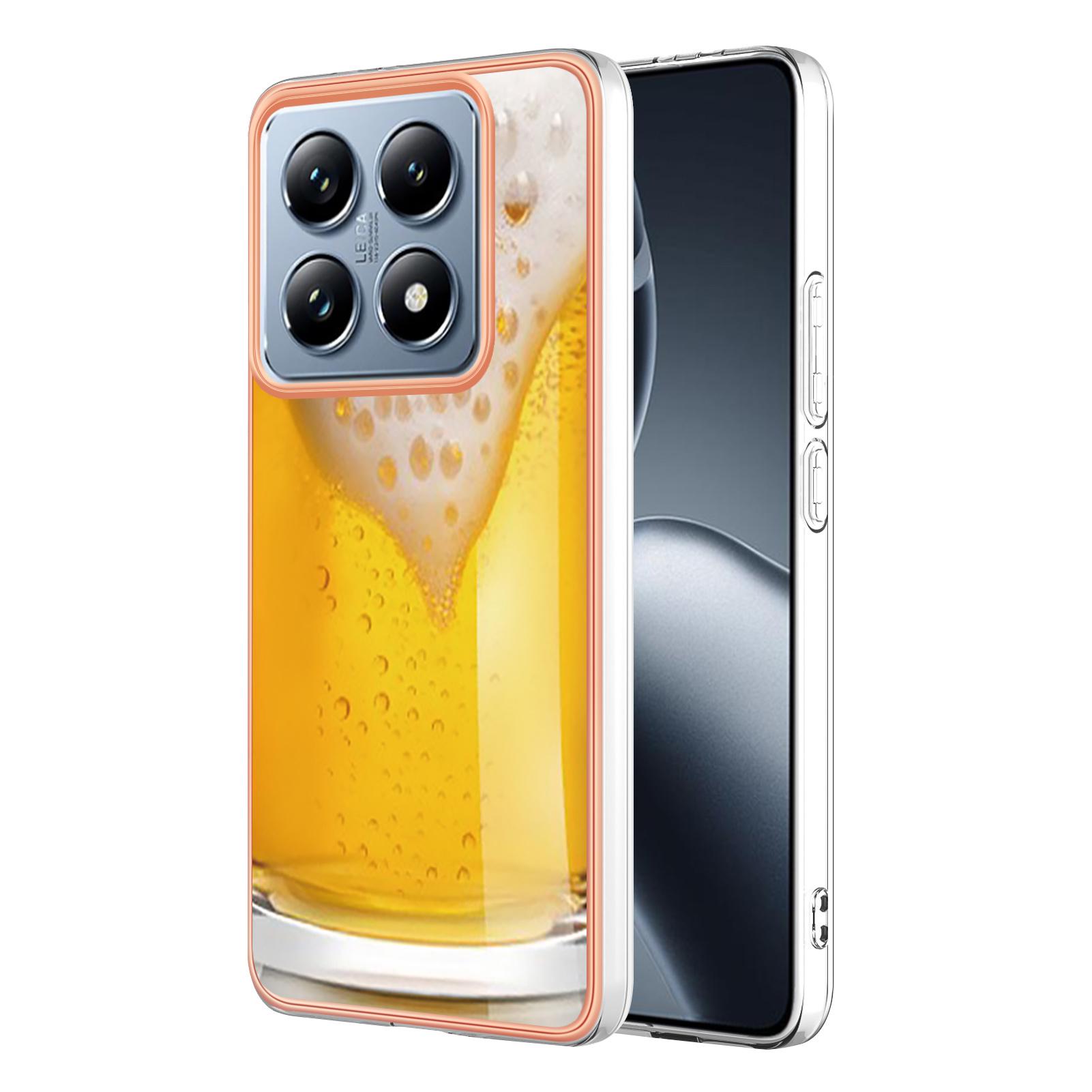 

For Xiaomi 14T Pro Case IMD-D Pattern Printing 2.0mm TPU Phone Back Cover Beer