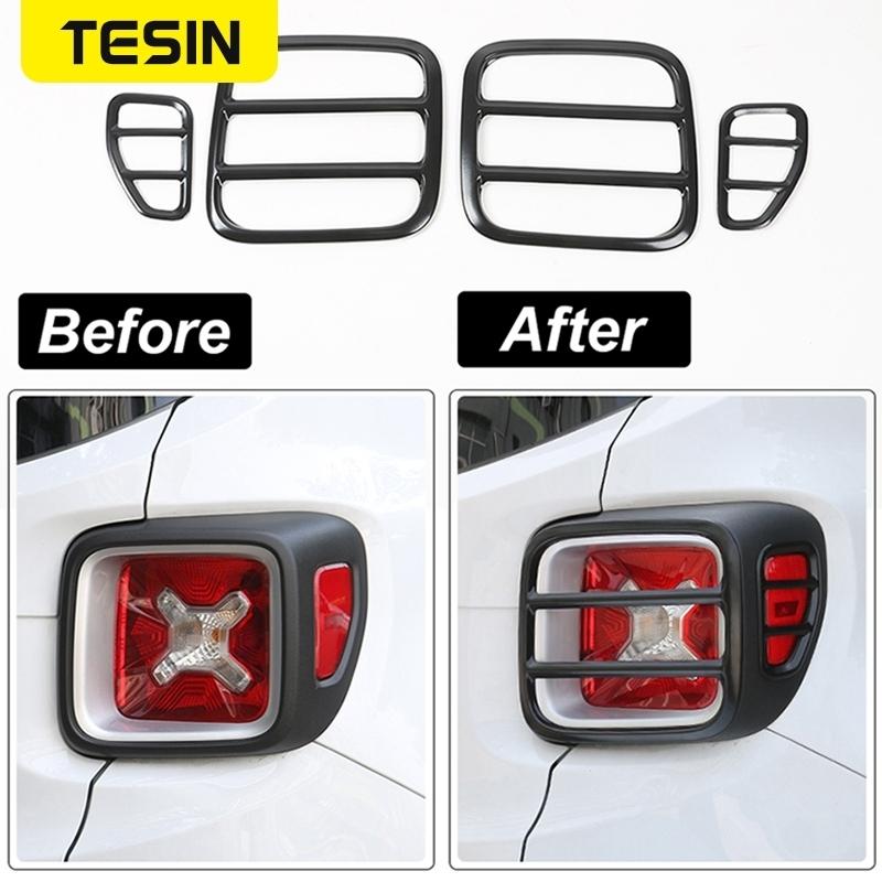 TESIN Lamp Hoods for Jeep Renegade 2016 Up Metal Car Tail Light Guard Cover Accessories for Jeep Renegade Sticker Exterior Parts