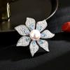 Women's Light Luxury Design Inlaid With Zircon Imitation Pearl Flower Brooch Fashionable And Versatile Niche Design Brooch