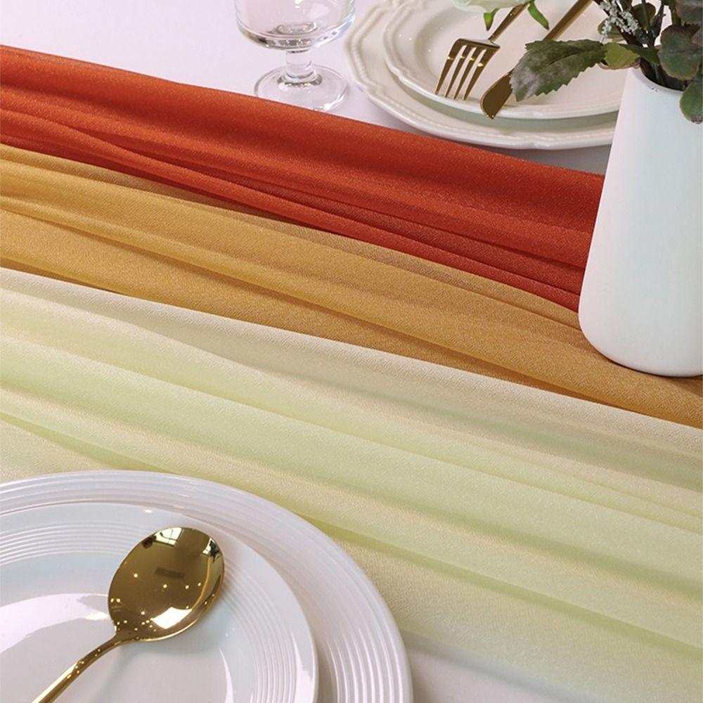 Reusable Chiffon Table Runner Solid Color Wedding Table Runner Dinning Table