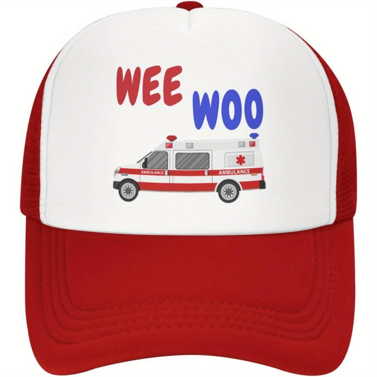 Wee Woo Ambulance Funny EMS EMT Trucker Hat Polyester Adjustable Casual Cap for Adults One Size