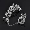Chain Ring Flower Pattern Finger Jewelry Adjustable Women Chain Link Finger Ring for Wedding