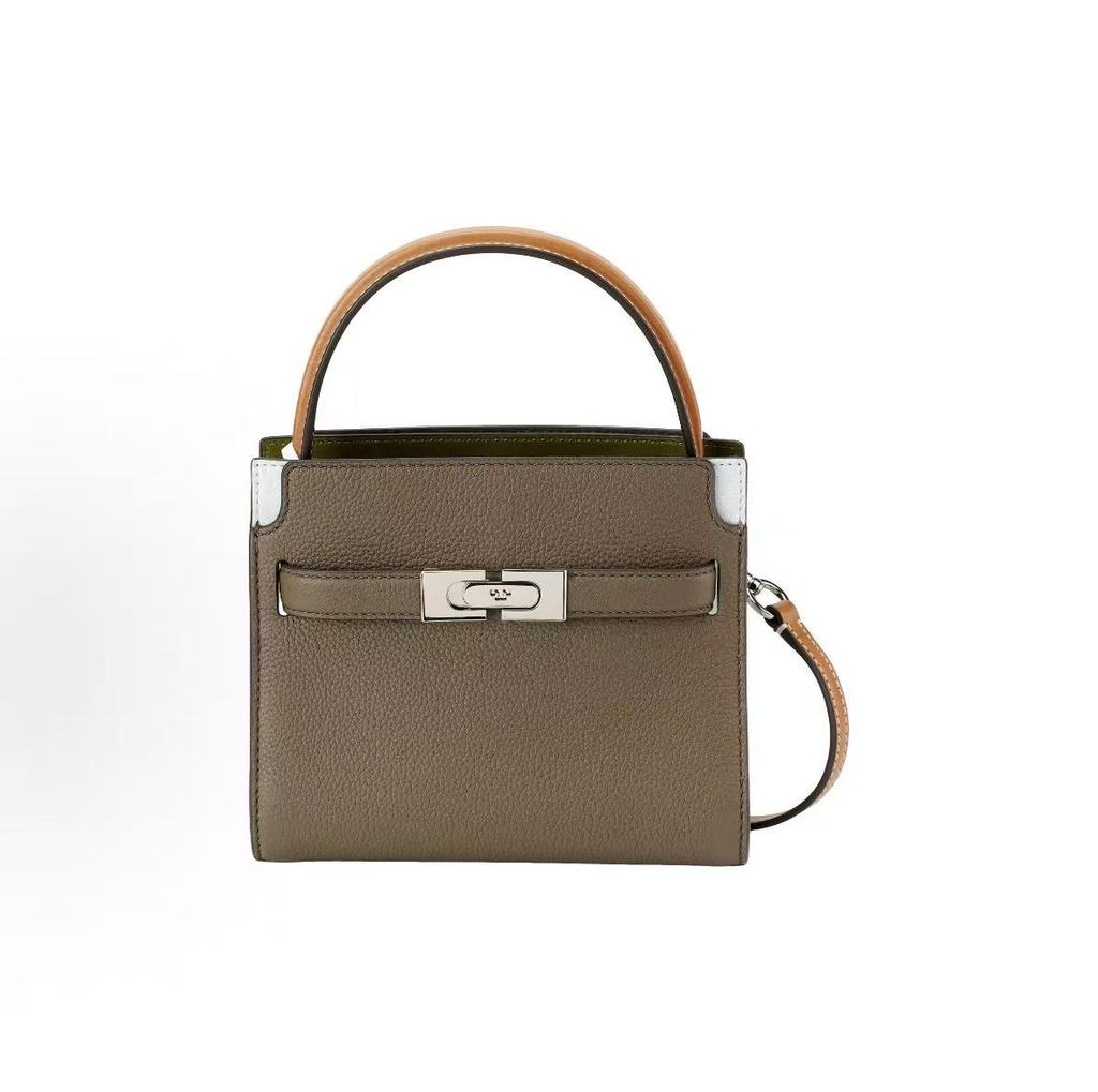 Tory Burch Lee Radziwill Signature Key Lock Charm Crossbody Shoulder Handbag Mini Women Handbags Mushroom-Gray 158717-250