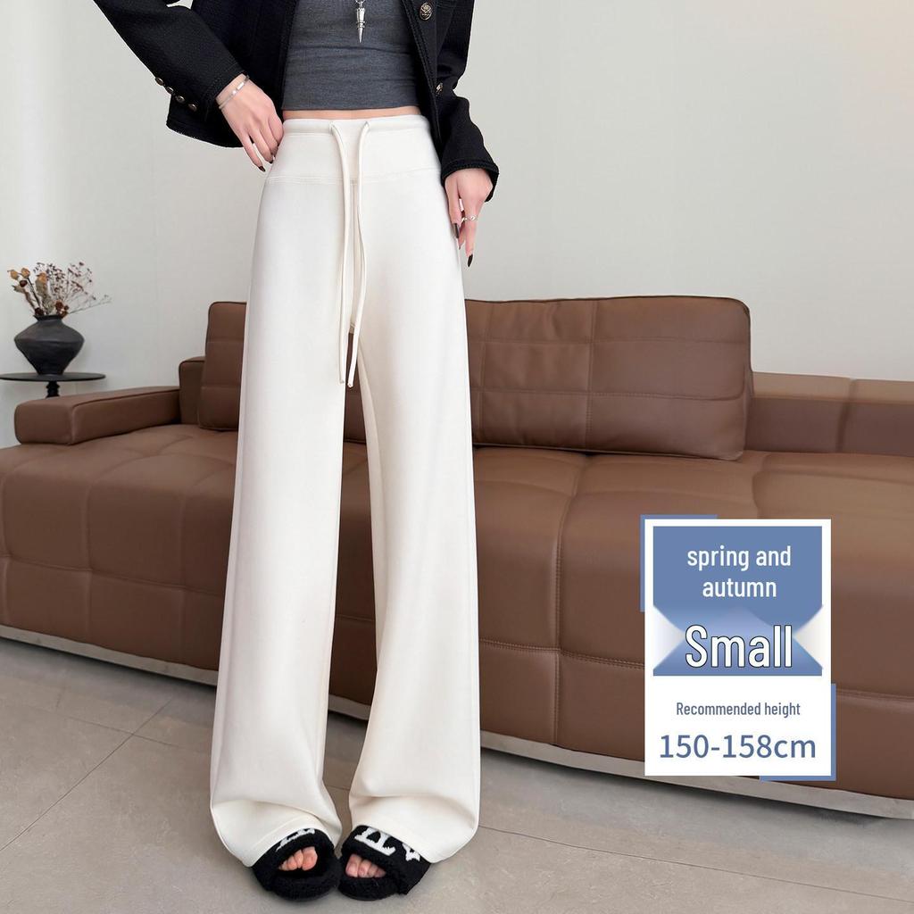 Women's Ice Silk High-Waisted Wide-Leg Pants - Summer 2026, Lightweight, Draped, Loose Fit for Shorter Figures