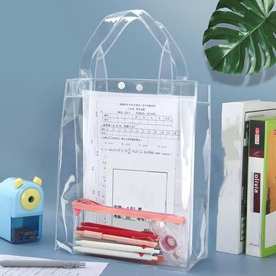 New PVC Transparent Storage Bag Multifunction Large-capacity Student Stationery Organizer Tutorial Bag Student