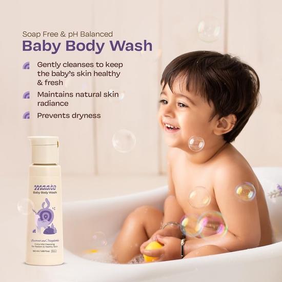 Maate Baby Body Wash for Bath (50 Ml) | from Beetroot, Aloe Vera, Manjistha & Neem Extracts | for Dry & Sensitive Skin | Soothes & Nourishes Kids Skin
