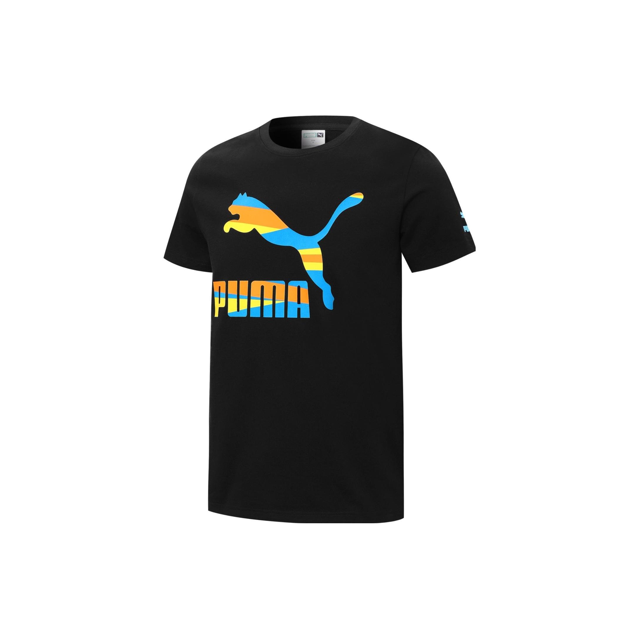 PUMA Colorful Logo T-Shirt Black Men s 534990-01 M