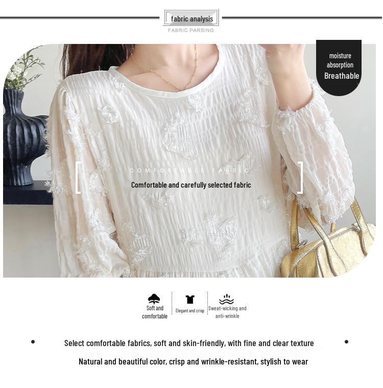 2026 Spring/Summer Maternity Gauze Embroidery Mid-Length Loose Dress