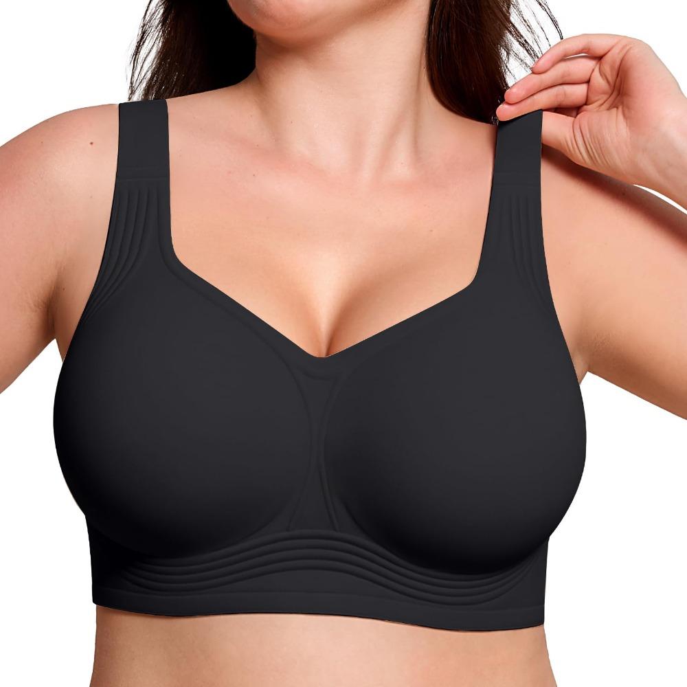 Women Soft Support Wireless Bra, Seamless Thin Style Jelly Bra Push Up Comfortable Brassiere for Large Bust