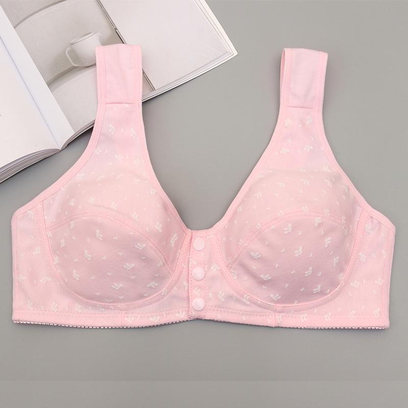 Front-Opening Vest-Style Large Size Bras for Middle-Aged and Elderly Mothers - Wire-Free, No Sponge Size 42 (suggested 125-140 lbs) розовый