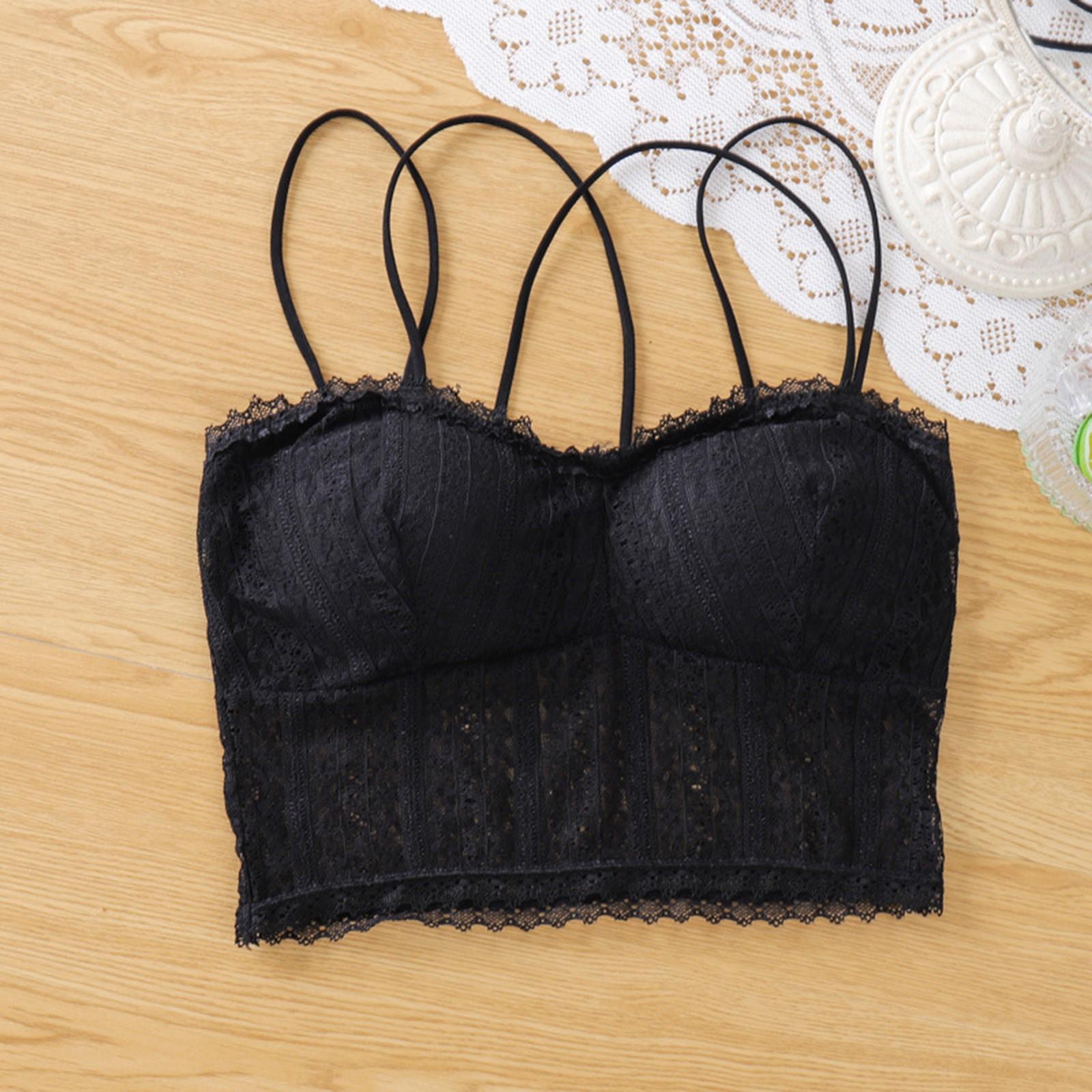 

Женский однотонный сексуальный бюстгальтер с перекрестными бретельками на спине без стального кольца с подушкой на груди и подвязками для чулок One Size чёрный
