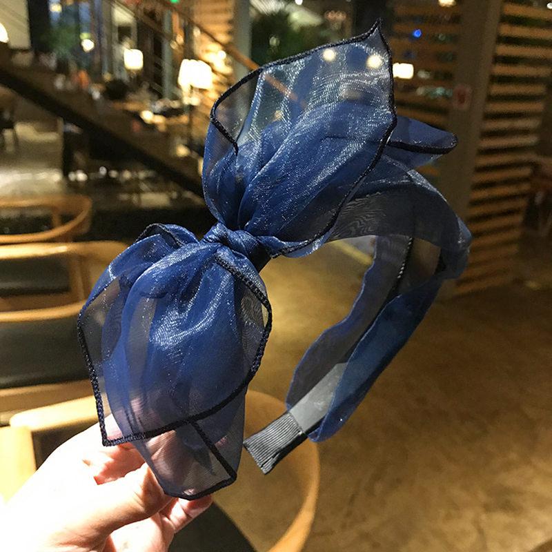 Bow Hairband Toothed Black Mesh Bow Headband For Women Double Layers Bow Hairband With Lips Print Adults Side Bow Headband Girls