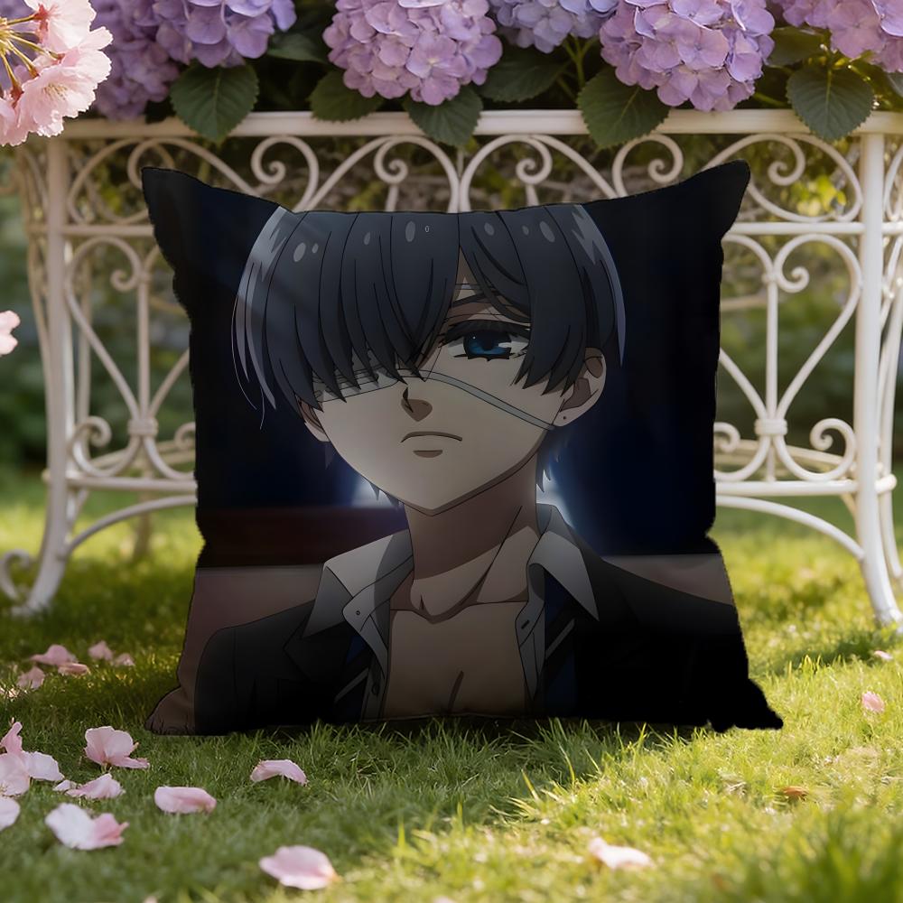 B-Black Anime B-Butler Cushion Cover Home & Car Dual-Scene Pillow Cover: Reversible for Premium Comfort