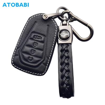 Leather Car Key Case Remote Fobs Protetor Cover KeychainAuto Accessories For Isuzu X Series DMAX D-Max X-Terrain Pickup 2020 2021 2022 MU-X LS-T