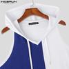 INCERUN Summer Men Sleeveless Stitching Sport Hooded Tank Tops