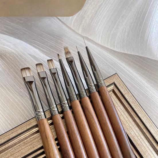 Štětce na nehtové umění s dřevěnou rukojetí Dámské Designové Malířské štětce DIY Manikúra Umělecké pero Štětce na gel pro prodlužování nehtů Nástroje