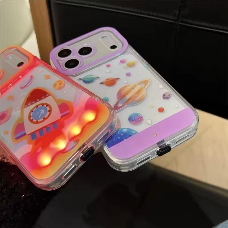 Illuminating call lights, flying saucer rocket phone cases suitable for iPhone 17 17Air 16 15 14 13 12 11 Promax XSMAX XR X