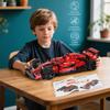 Non-Toxic Technical Red Racing Car Building Block Model Expert Speed Sports Vehicle Assembly Bricks Toys Kids Birthday Gifts
