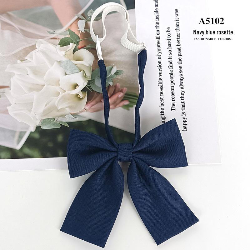 JK Collar Bow Tie for Women - Korean & Japanese Academic Style, Solid Color with Fine Stripes, Black & Wine Red