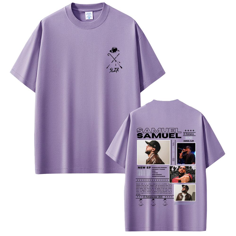 Rapper Samuel Slzr Tour 2025 T Shirts Unisex Women Fashion Hip Hop Oversized Short Sleeve T-shirts Male Casual Cotton Retro T-shirt
