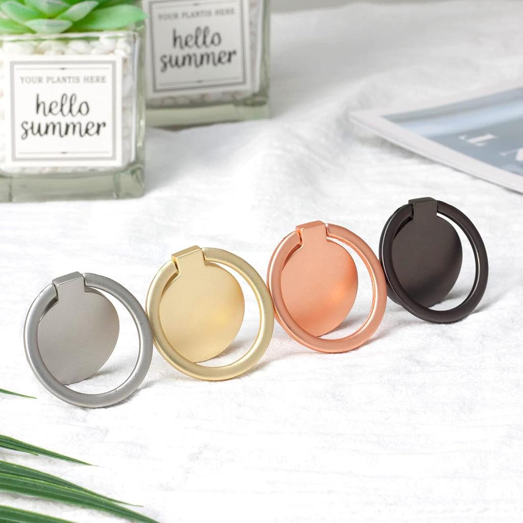 [2 Pack] Small Round Matte Finish Cell Phone Ring Holder Stand,360 Degree Rotation and 180 Degree Adjustable Finger Ring Kickstand with Frosted Metal