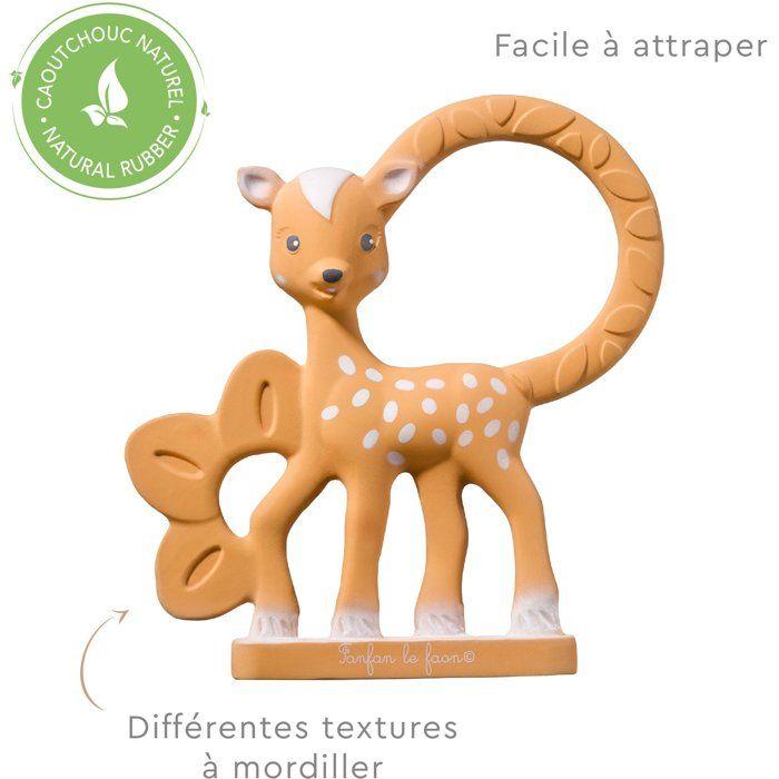 Anneau de dentition - SOPHIE LA GIRAFE - Fanfan le Faon - Multi‑textures - Caoutchouc naturel