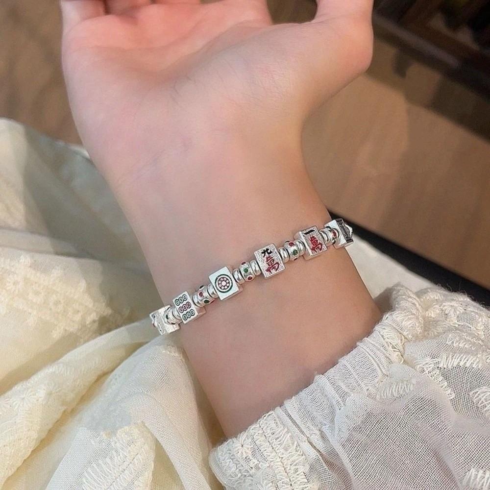 Chinese Style Majiang Beads Bracelet Adjustable Friendship Bracelet New Year Bracelet  New Year