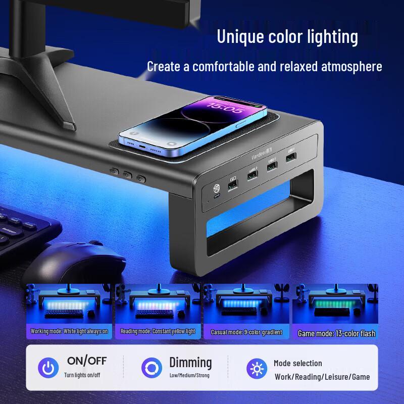Luwei Double-Layer Monitor Riser Stand with Type-C Fast Charging