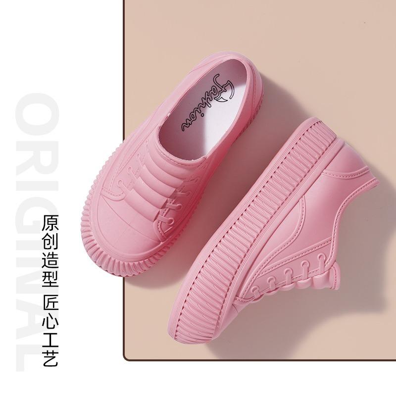 Inner Height Increase Shallow Mouth Rain Shoes Women's Low-top Short Rain Shoes Thickened Sole Warm Plus Fixed Cotton Non-slip Waterproof Rain Boots
