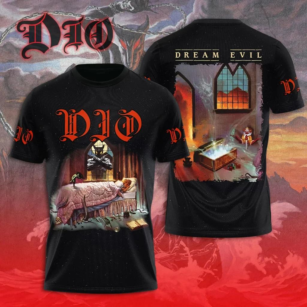 Heavy Metal Rock Band Dio Pattern 3D Printed T-shirt Men's Fashion Harajuku Short Sleeved Top Street Trend Hip-hop Dio Funnny Clothing