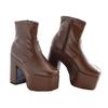 Yume Tembo Thick-Soled Stretch Short Boots 532920 Brown (Smooth)