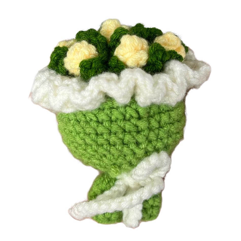8PCS Handheld Flower Keychain Pendant Knitted Hook Weaving Pendant Rose Creative Keycain Bag Pendant Toy Graduation Gift