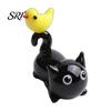 Glass Mini Black Cat Miniature Tiny Colored Ornament Cute Animals Kitty Figurine for Desktop Bookshelf Fairy Garden Micro Landscape Decor Animal Party