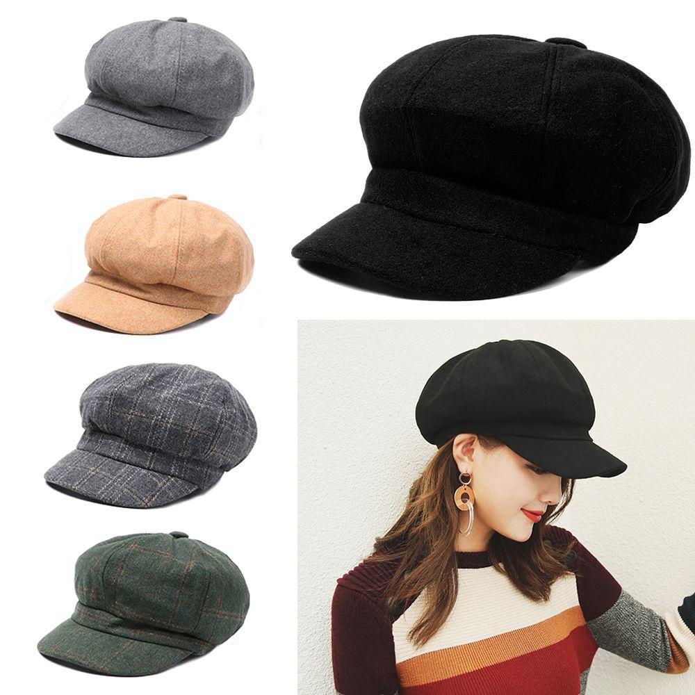 Casual Cotton Autumn Winter Women Beret Sombrero Painter Newsboy Caps Octagonal Cap Hats