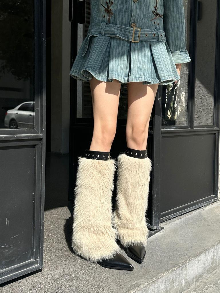 Fashion 2025 Autumn and Winter New Mao Mao Warm Fashion Boots Pointed Willow Nail Stiletto Boots