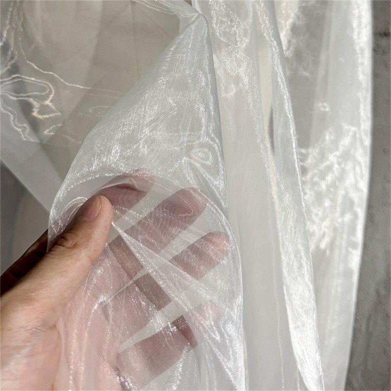 Metallic Color Organza Fabric 50x140cm Breathable Gradient Color Tulle Cloth For Wedding Dress Evening Gown Sewing Craft