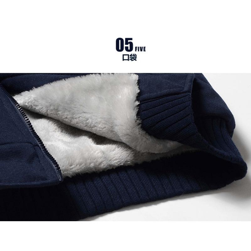 Herren Kapuzen-Fleece-Sweatshirt Lässig Langarm Reißverschluss Oberbekleidung