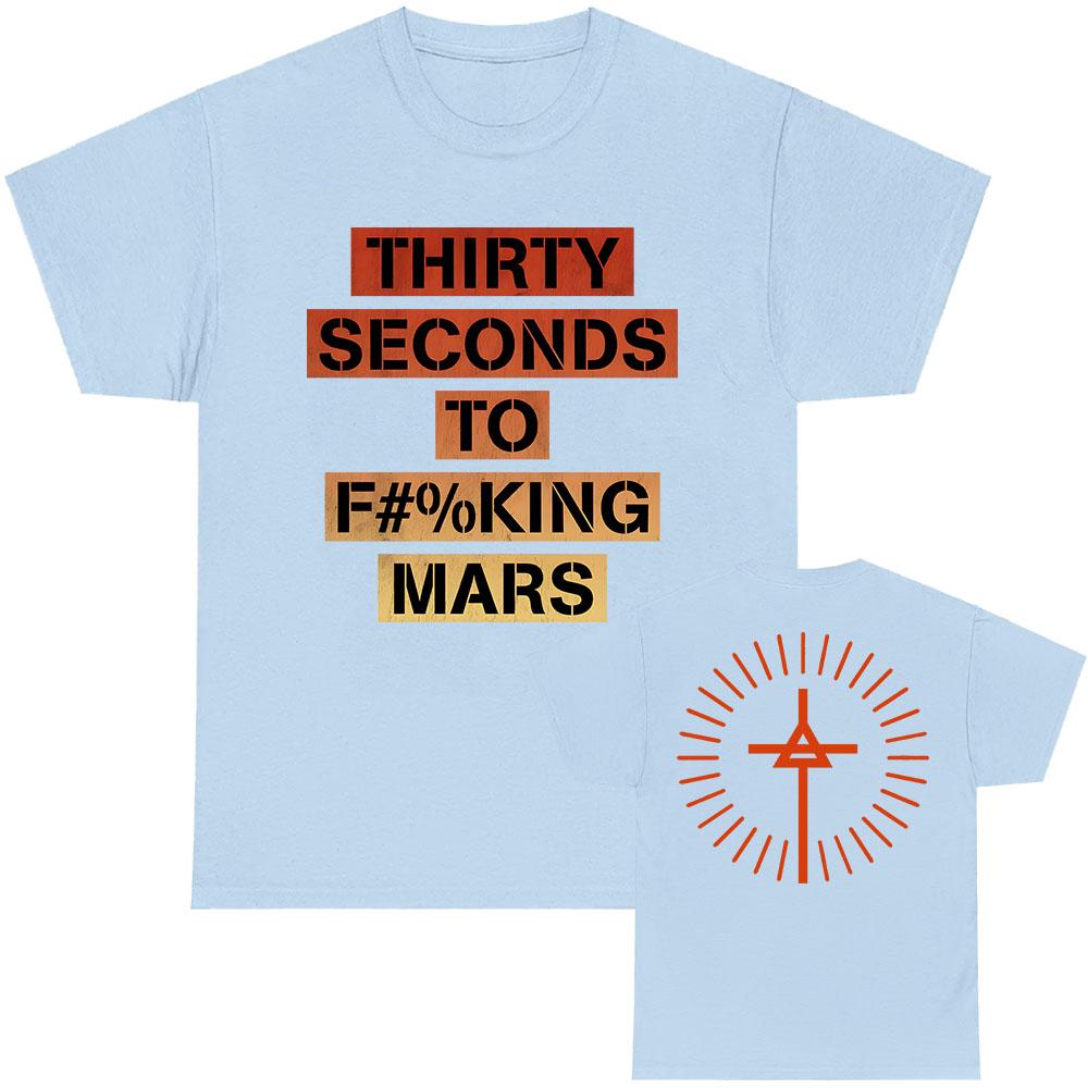 TSTFM Ombre Cenzurované Tričko Rocková Kapela THIRTY SECONDS TO MARS Tričko Krátký Rukáv O-výstřih Bavlněná Trička Grafický Potisk Tričko Pánské