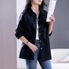 Black Leather Shirt Jacket Women's Spring and Autumn Medium and Long Spring and Autumn New Retro Small Handsome Locomotive Clothes