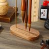 Brass Chinese Brush Pen Holder with Walnut Base Calligraphy Rest Ink Hanger 10 Needles Writing Brush Holder