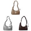 Designer Large Pu Clutch With Wrinkled Texture And Zipper Closure For Casual Outings