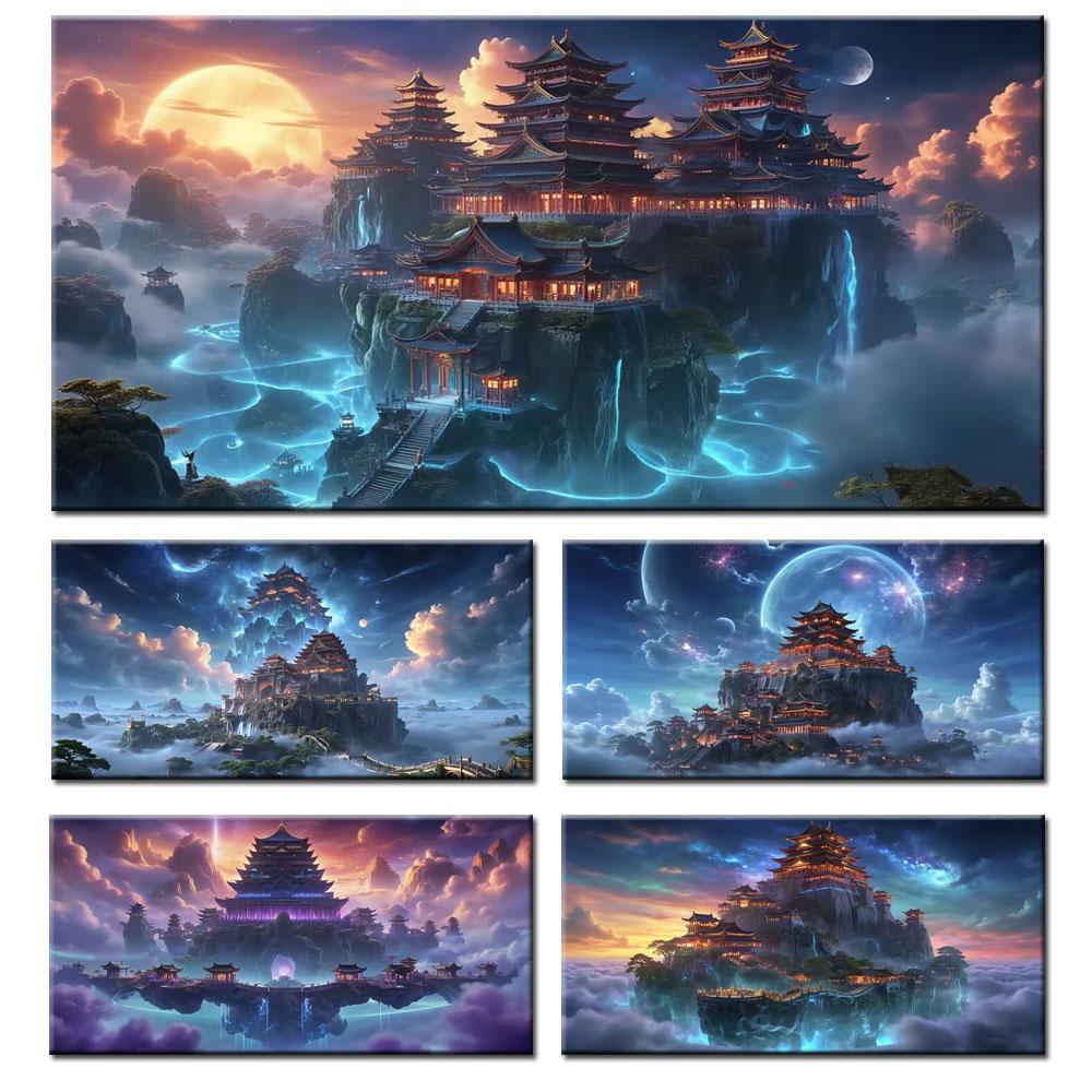 Large Size Mosaic DIY Full Diamond Painting Kits Art Fantasy Fairyland Palace Embroidery Cross Stitch Rhinestones