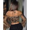 Women Blouses Shirts 2025 Spring Long Sleeve Women Blouse Shirt Slash Neck Leopard Print Blouse Shirt Women Tops J889