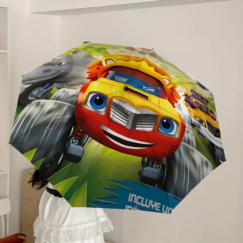 1pc Blaze and the Monster Machines Automatic Folding Umbrella, Portable Collapsible Design, Casual Outdoor Accessory L1127001