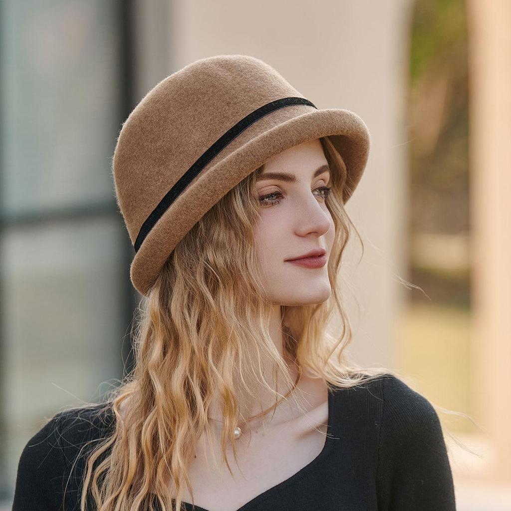 Elegantní francouzsko-britský rybářský klobouk z vlněné směsi - Hřejivý a trendy podzimní/zimní doplněk pro ženy